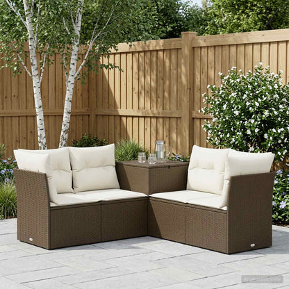 Set di divani 5 pz Marrone e Bianco Crema | homemem39
