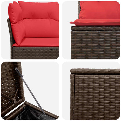 Set di divani 5 pz Marrone e Rosso Rattan sintetico e Acciaio | homemem39