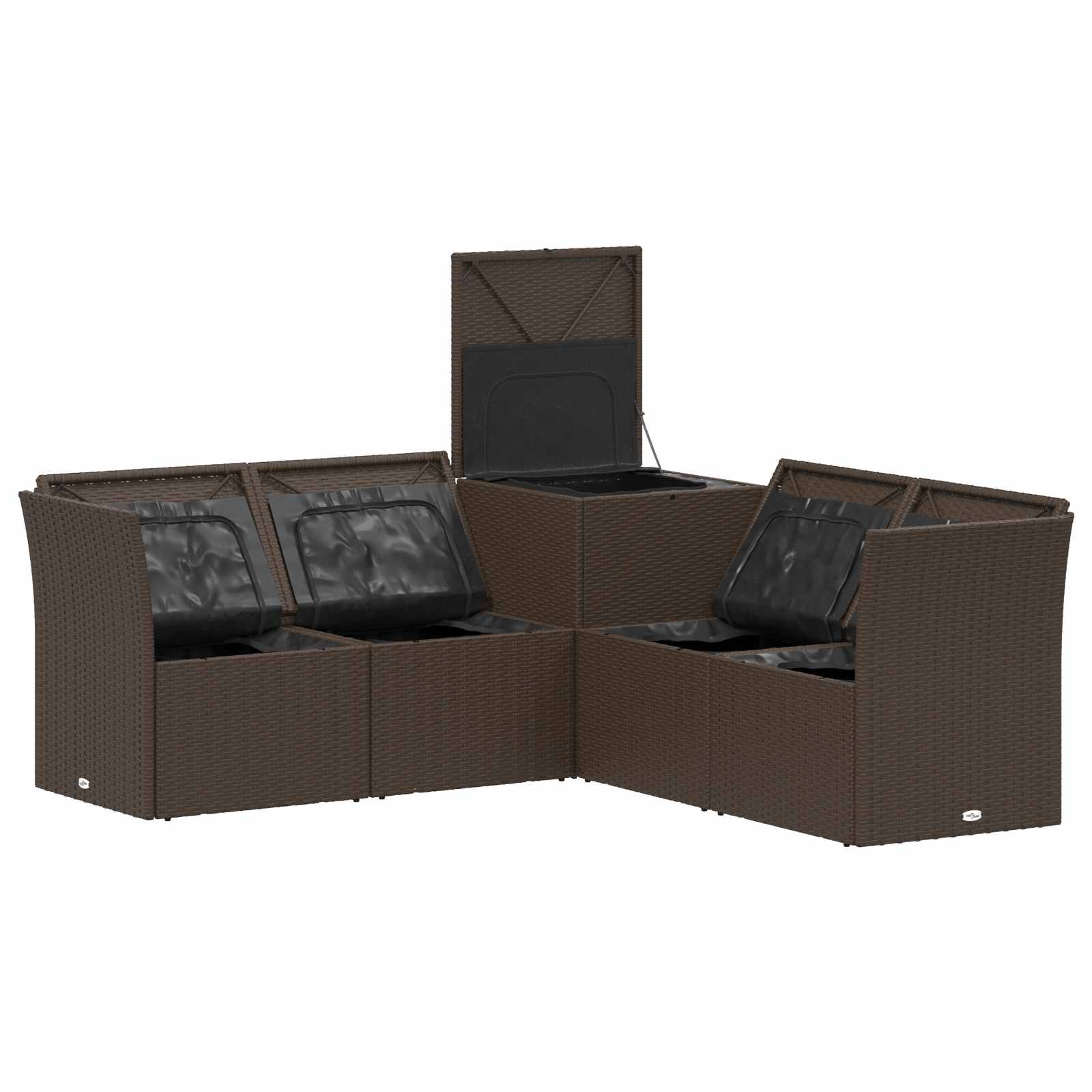 Set di divani 5 pz Marrone e Rosso Rattan sintetico e Acciaio | homemem39