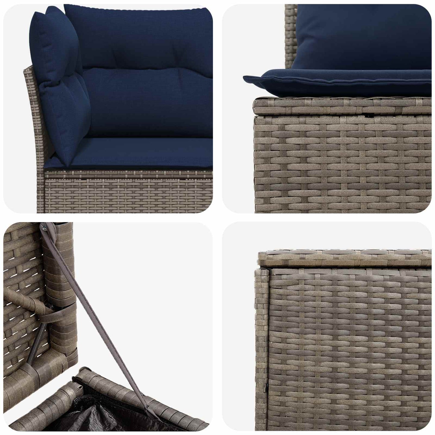 Set di divani 5 pz Grigio e Blu Navy Rattan sintetico e Acciaio | homemem39