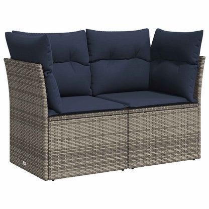 Set di divani 5 pz Grigio e Blu Navy Rattan sintetico e Acciaio