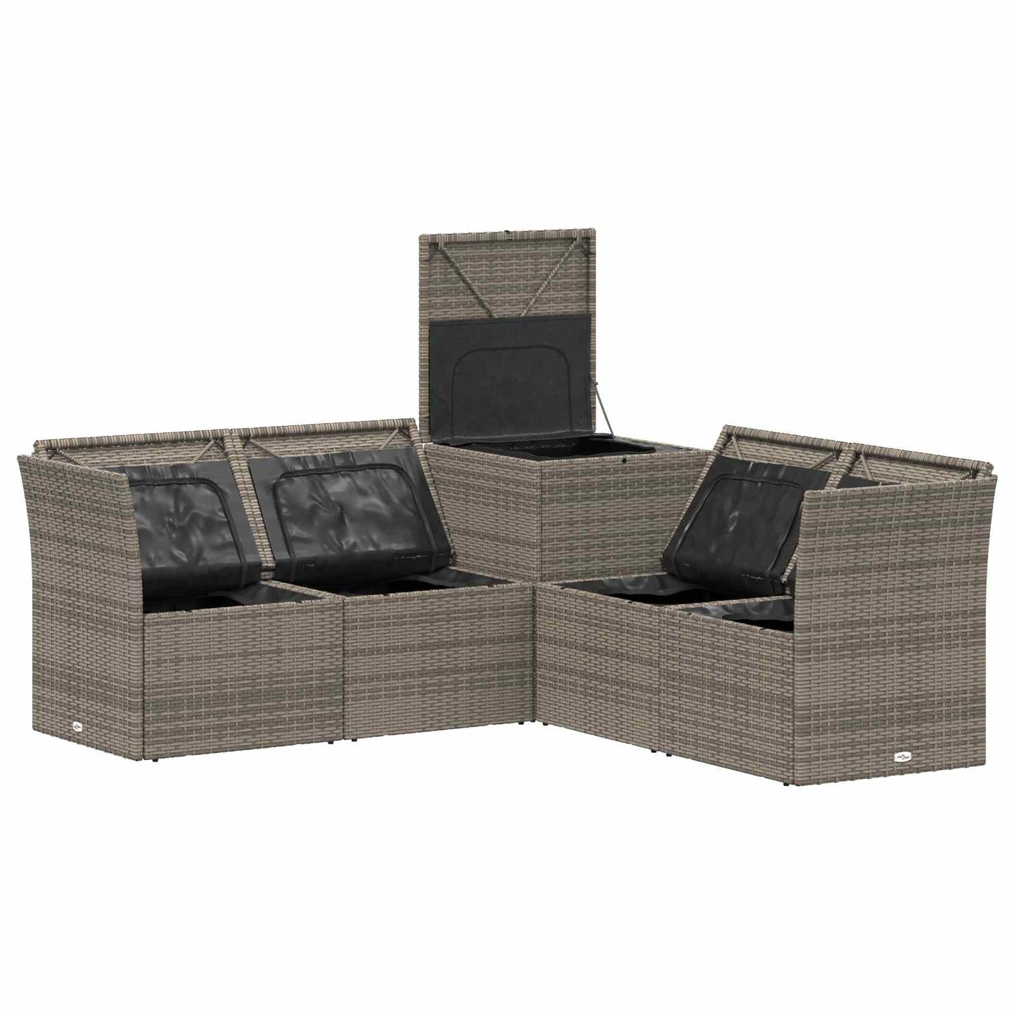 Set di divani 5 pz Grigio e Blu Navy Rattan sintetico e Acciaio | homemem39