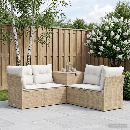 Set di divani 5 pz Beige e Bianco Crema | homemem39
