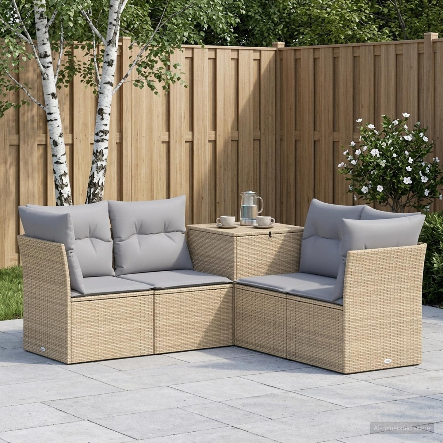 Set di divani 5 pz Beige e Grigio Chiaro