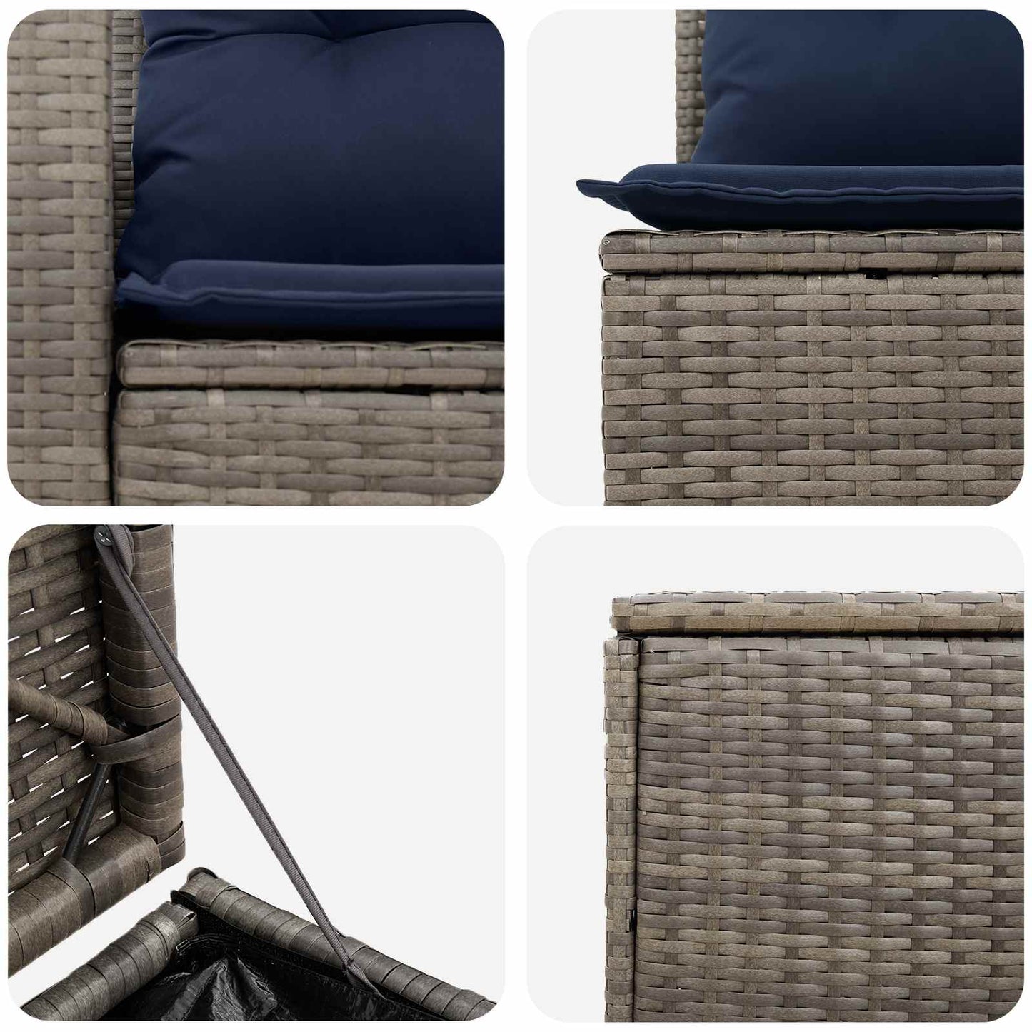 Set di divani 5 pz Grigio e Blu Navy Rattan sintetico e Acciaio | homemem39