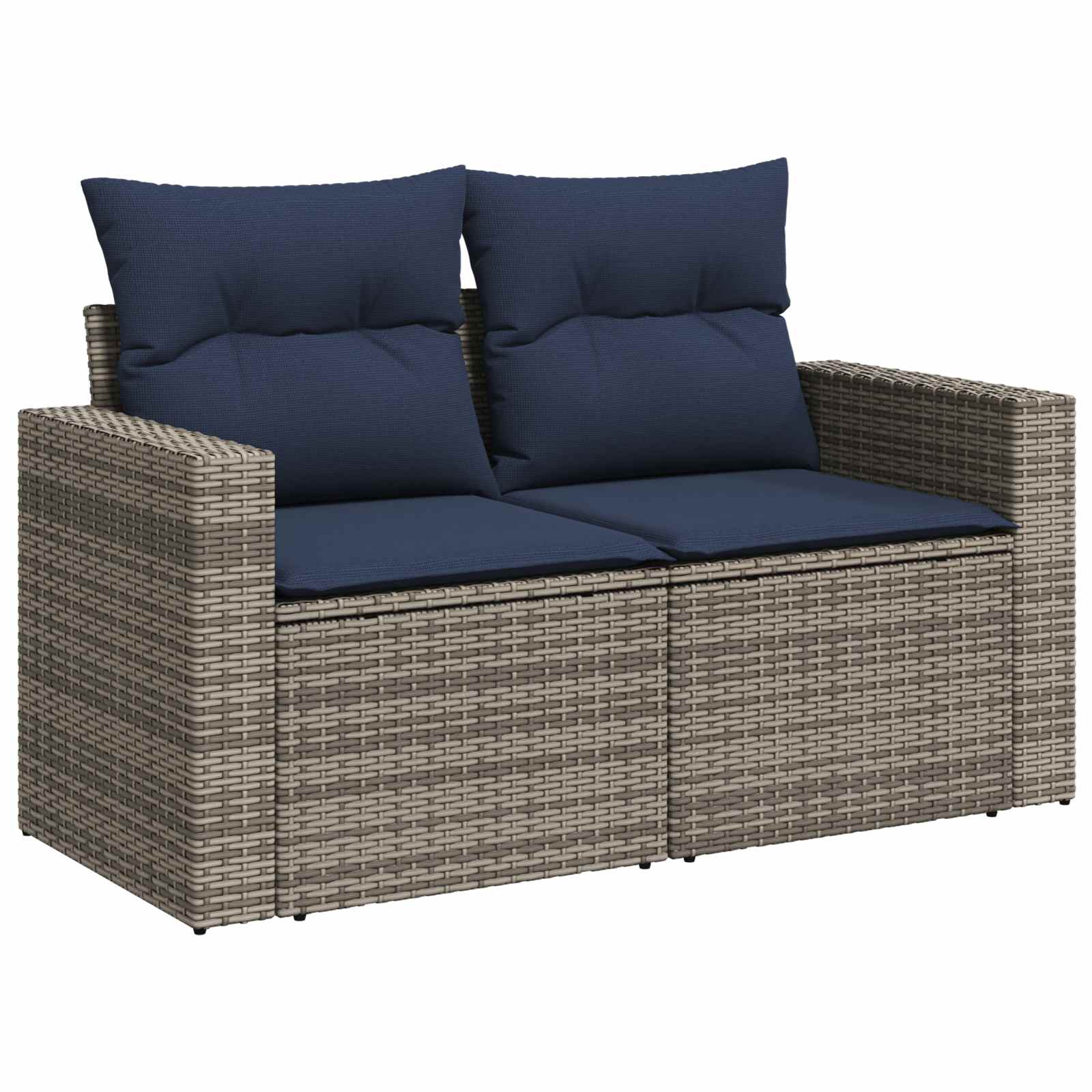 Set di divani 5 pz Grigio e Blu Navy Rattan sintetico e Acciaio | homemem39