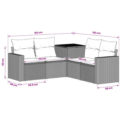Set di divani 5 pz Grigio e Blu Navy Rattan sintetico e Acciaio | homemem39