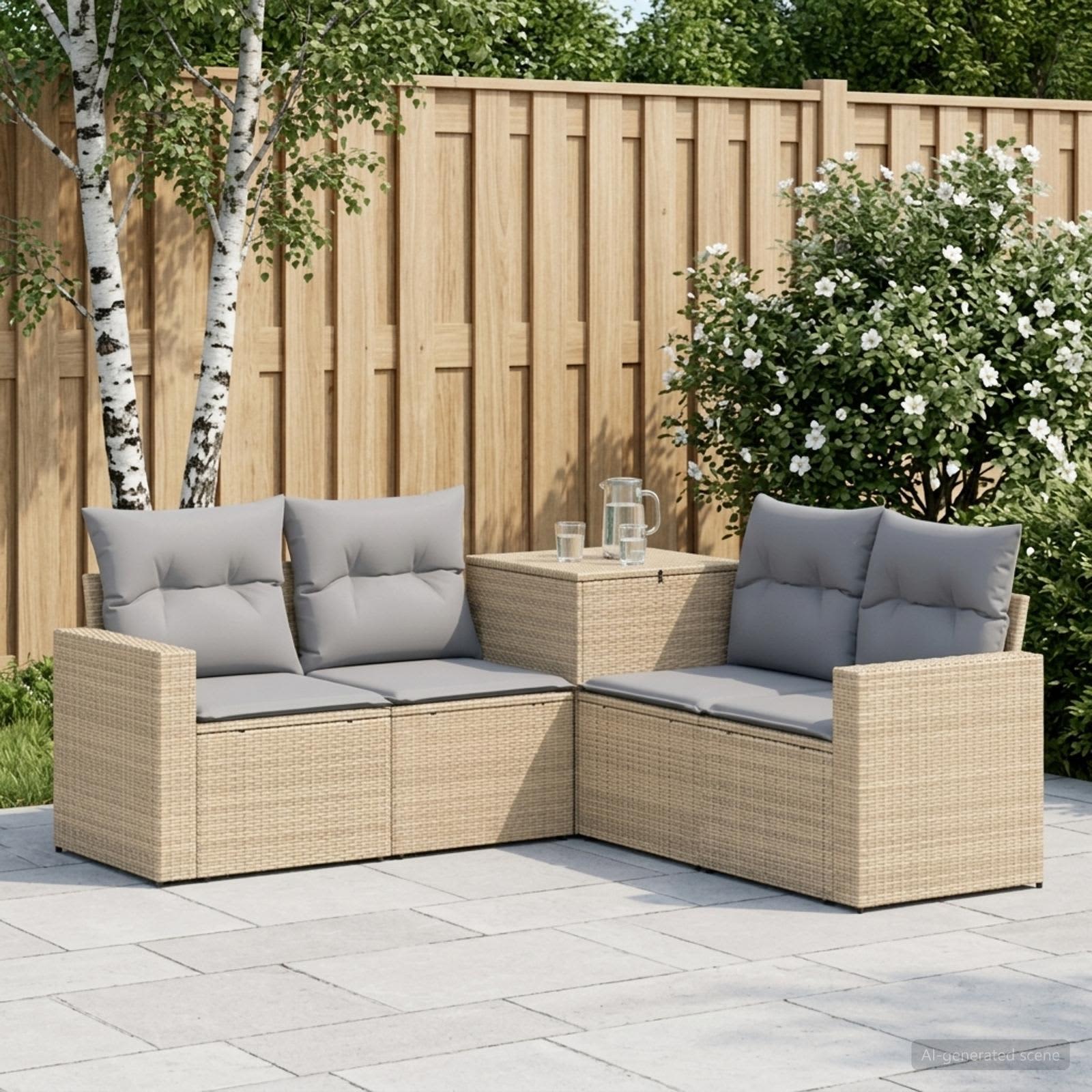 Set di divani 5 pz Beige e Grigio Chiaro | homemem39