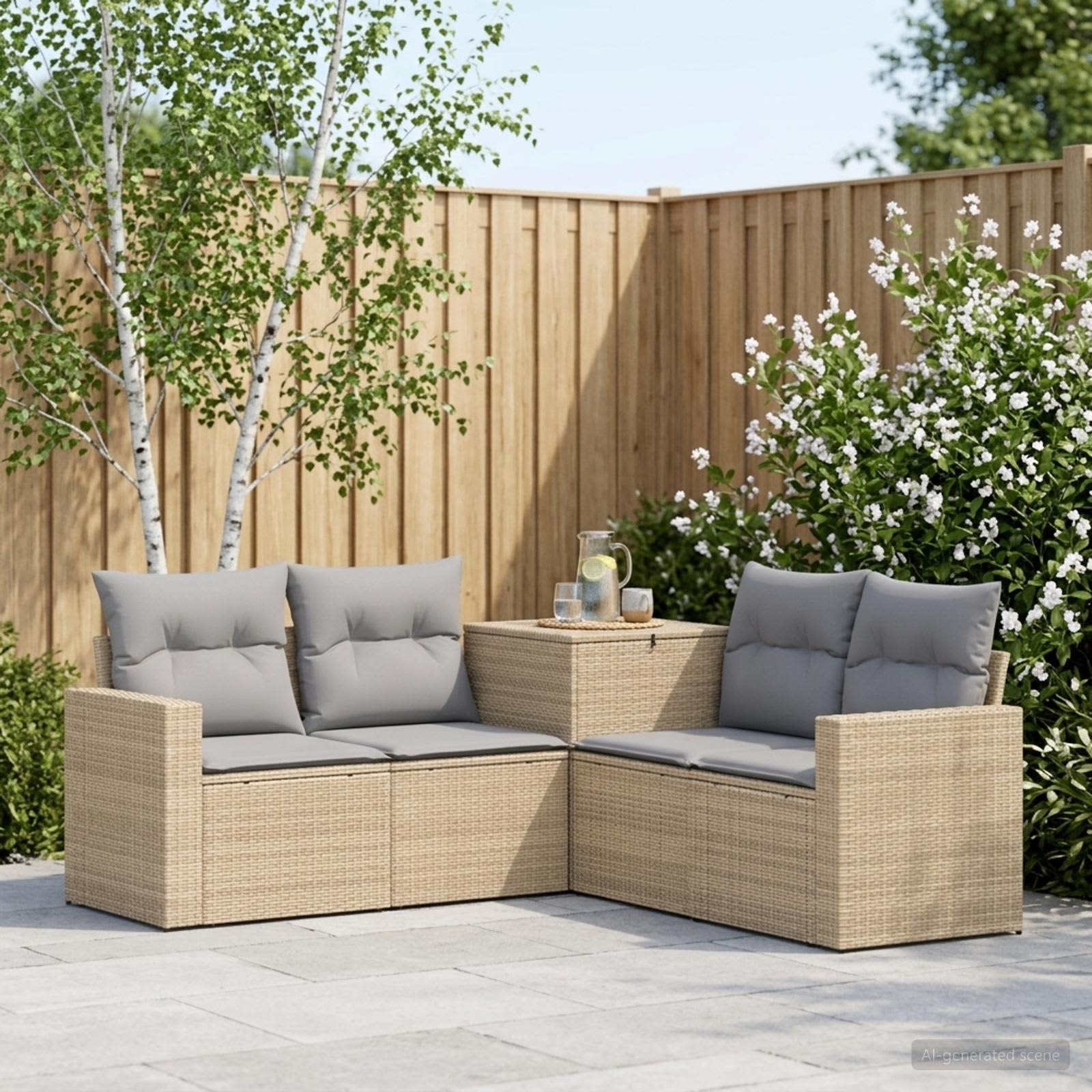 Set di divani 5 pz Beige e Grigio Chiaro | homemem39