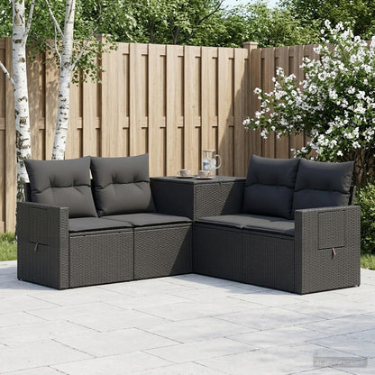 Set di divani 5 pz Nero Rattan sintetico e Acciaio | homemem39