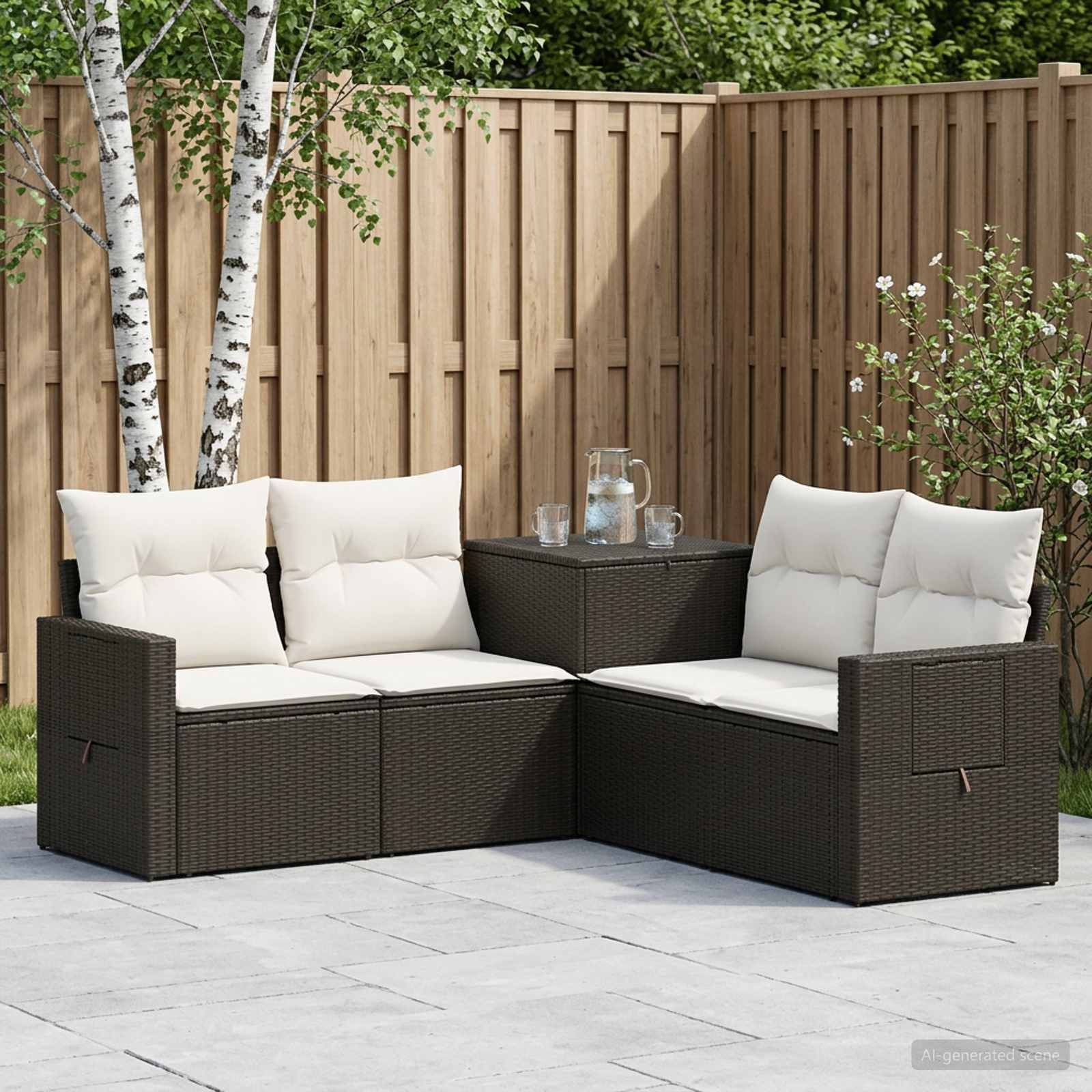 Set di divani 5 pz Nero e Bianco Crema | homemem39