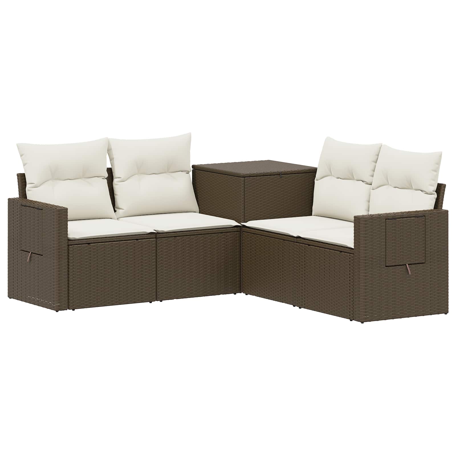 Set di divani 5 pz Marrone e Bianco Crema | homemem39