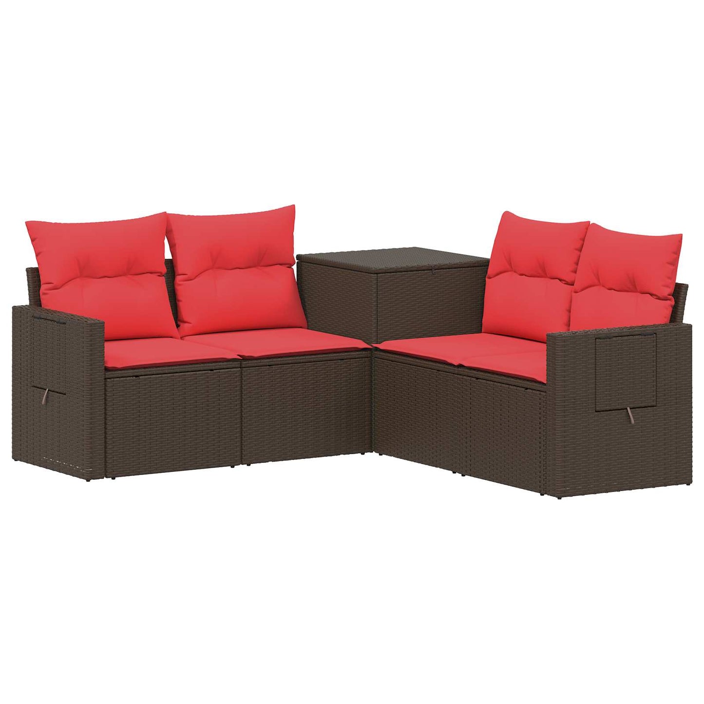 Set di divani 5 pz Marrone e Rosso Rattan sintetico e Acciaio | homemem39