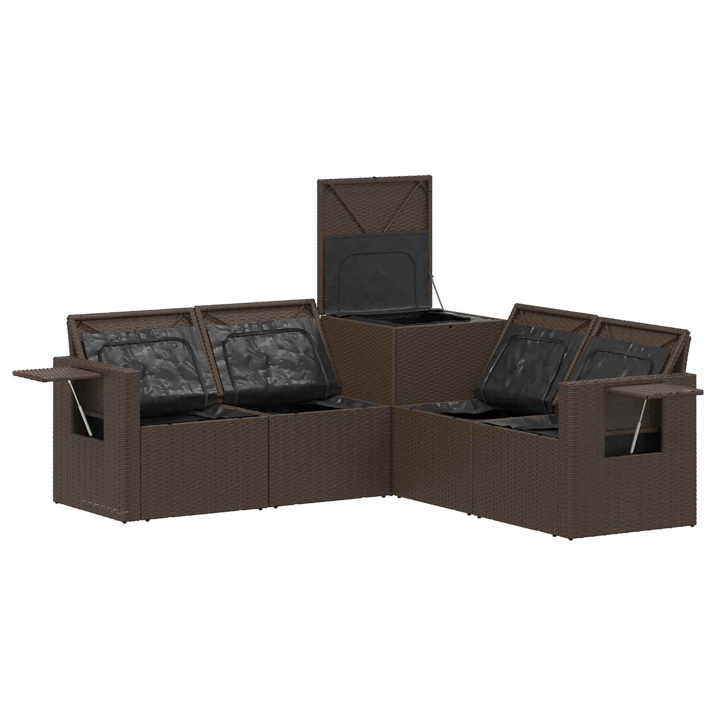 Set di divani 5 pz Marrone e Rosso Rattan sintetico e Acciaio | homemem39