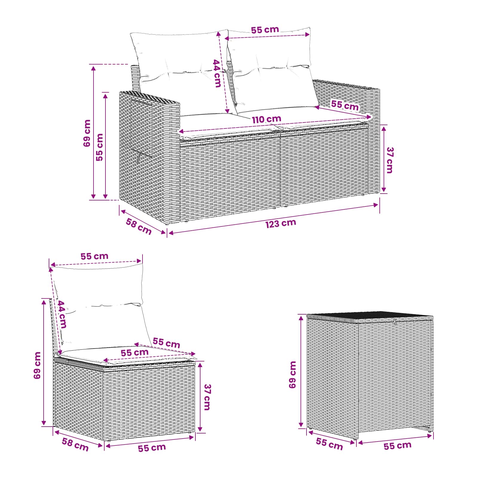 Set di divani 5 pz Beige e Bianco Crema | homemem39