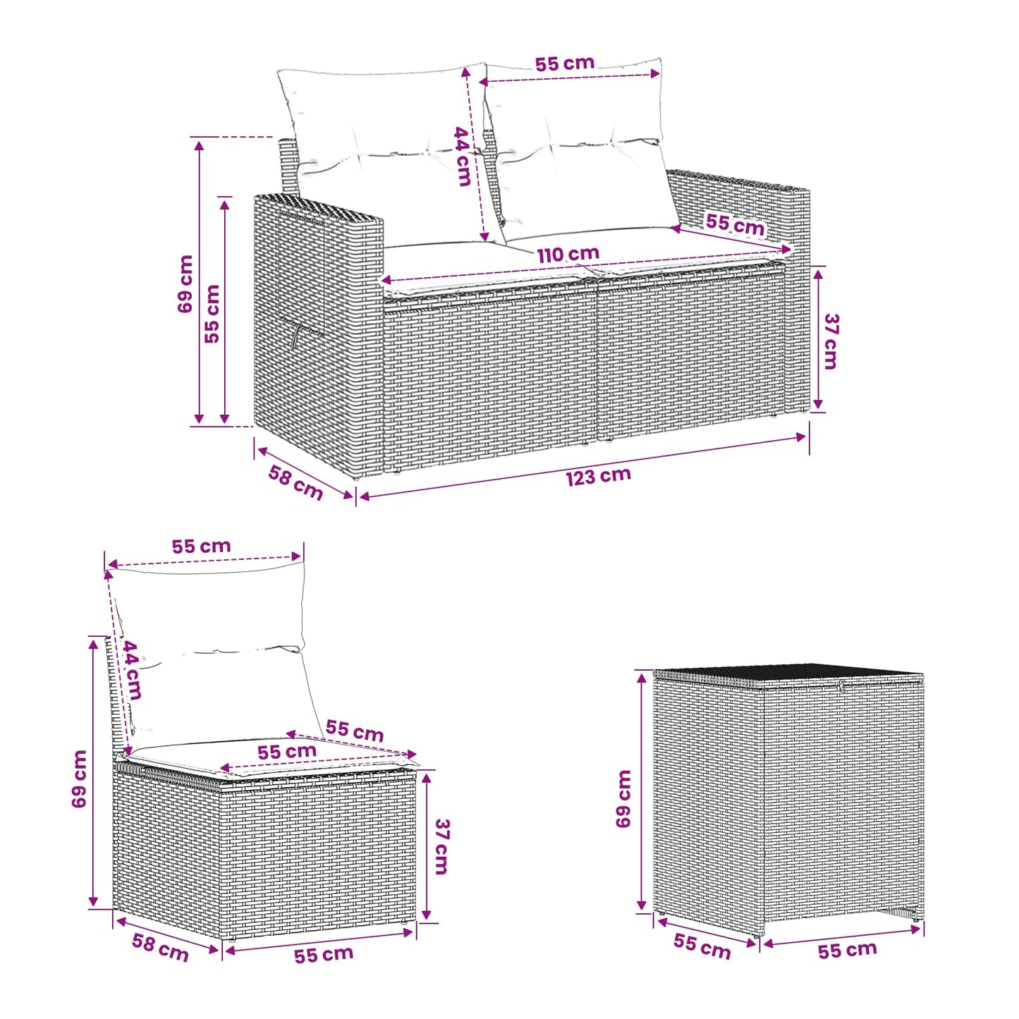 Set di divani 5 pz Beige e Bianco Crema | homemem39