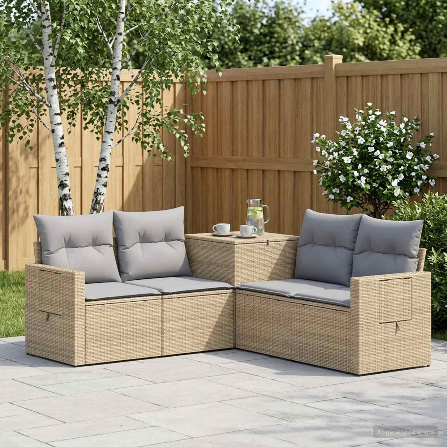 Set di divani 5 pz Beige e Grigio Chiaro | homemem39