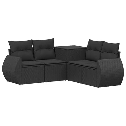 Set di divani 5 pz Nero Rattan sintetico e Acciaio | homemem39