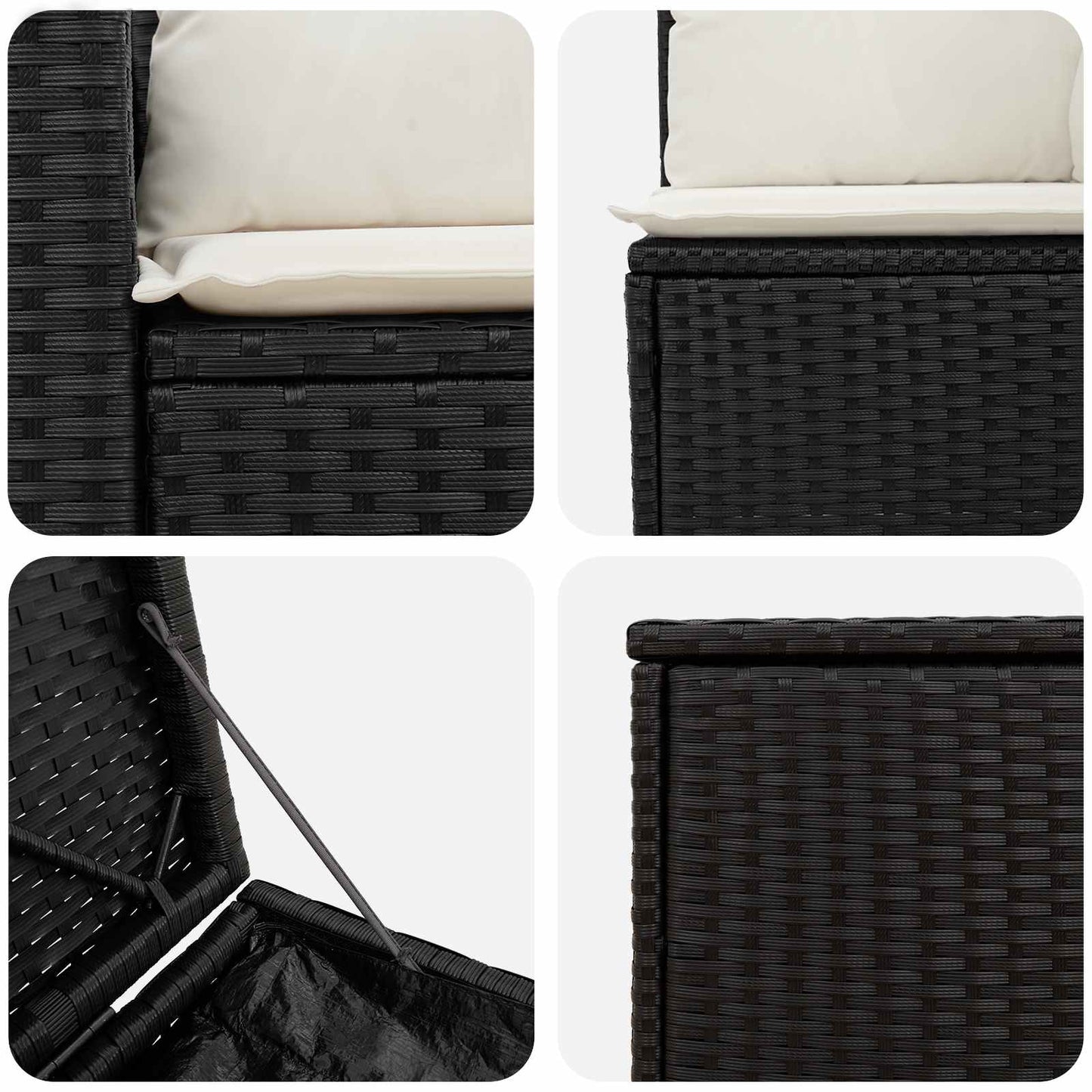 Set di divani 5 pz Nero e Bianco Crema | homemem39