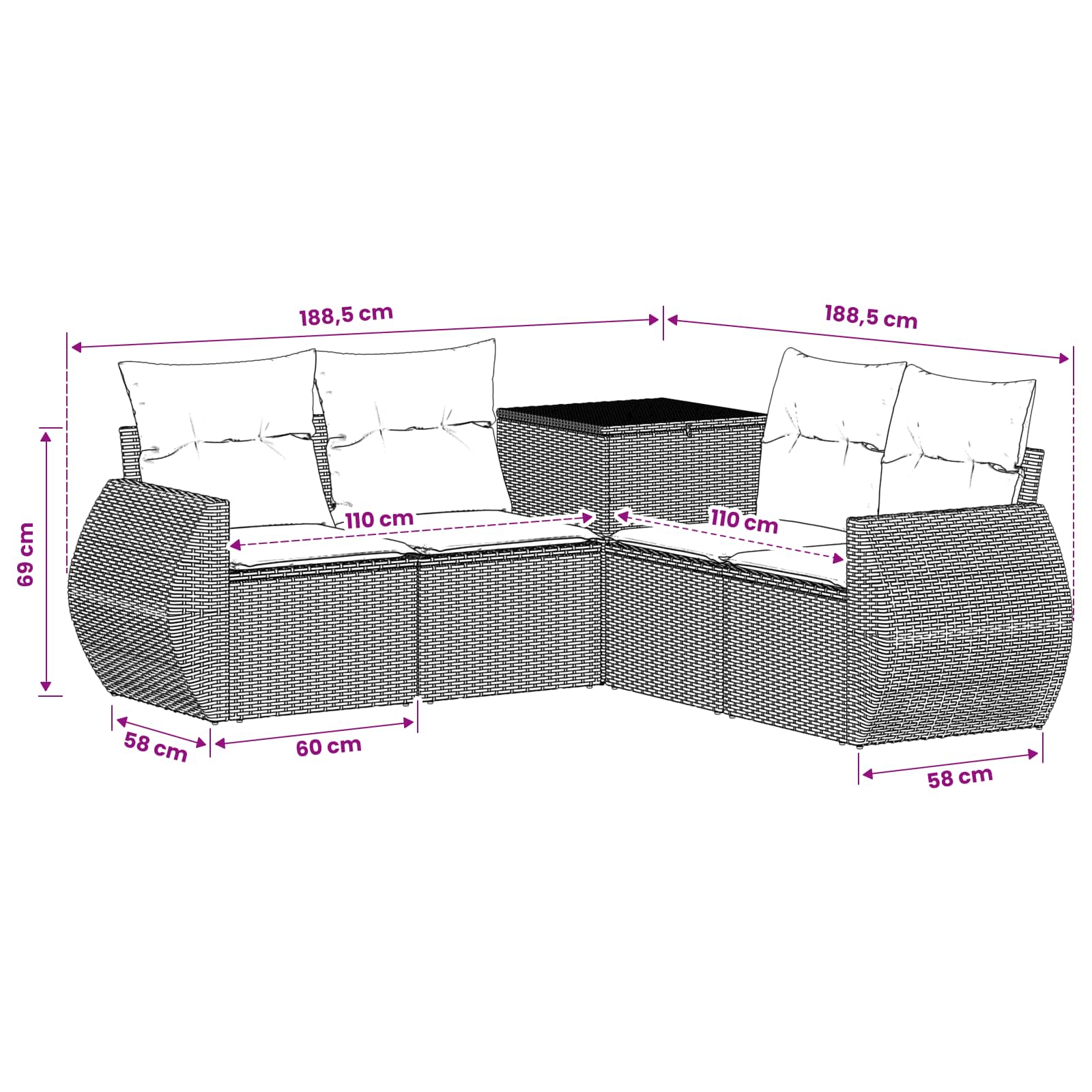Set di divani 5 pz Nero e Bianco Crema | homemem39