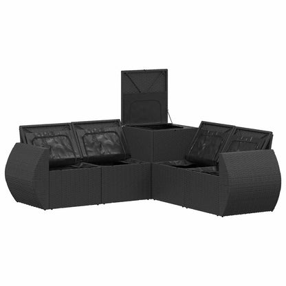 Set di divani 5 pz Nero e Blu Rattan sintetico e Acciaio | homemem39