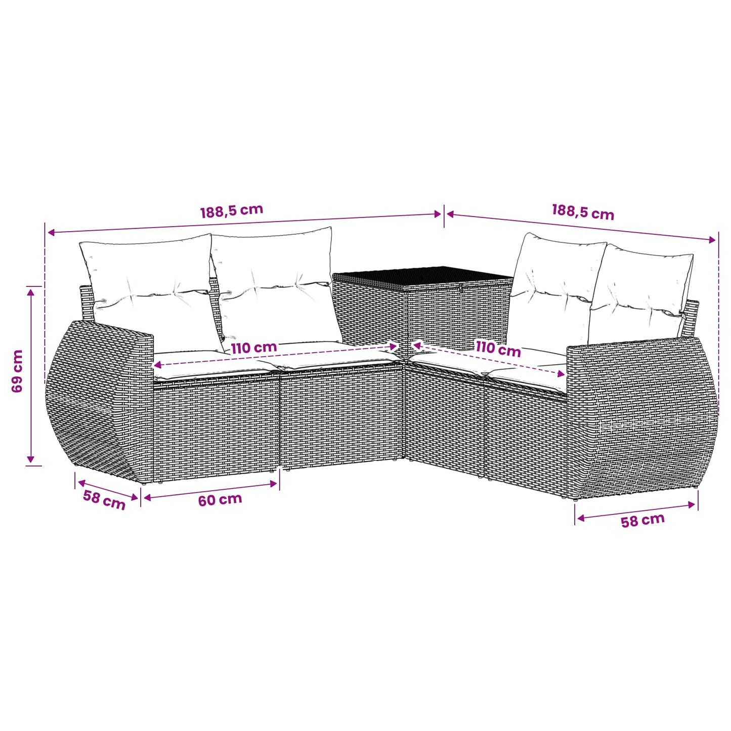 Set di divani 5 pz Marrone e Bianco Crema | homemem39