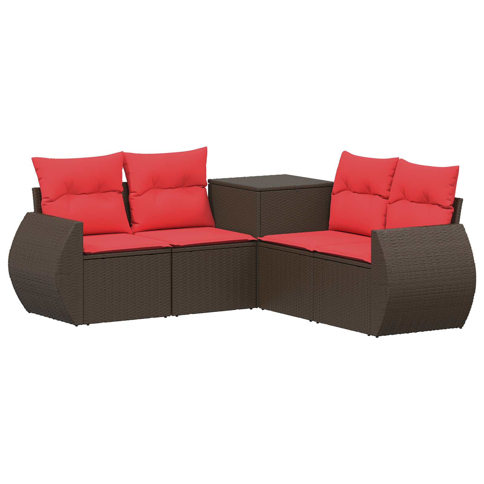 Set di divani 5 pz Marrone e Rosso Rattan sintetico e Acciaio | homemem39