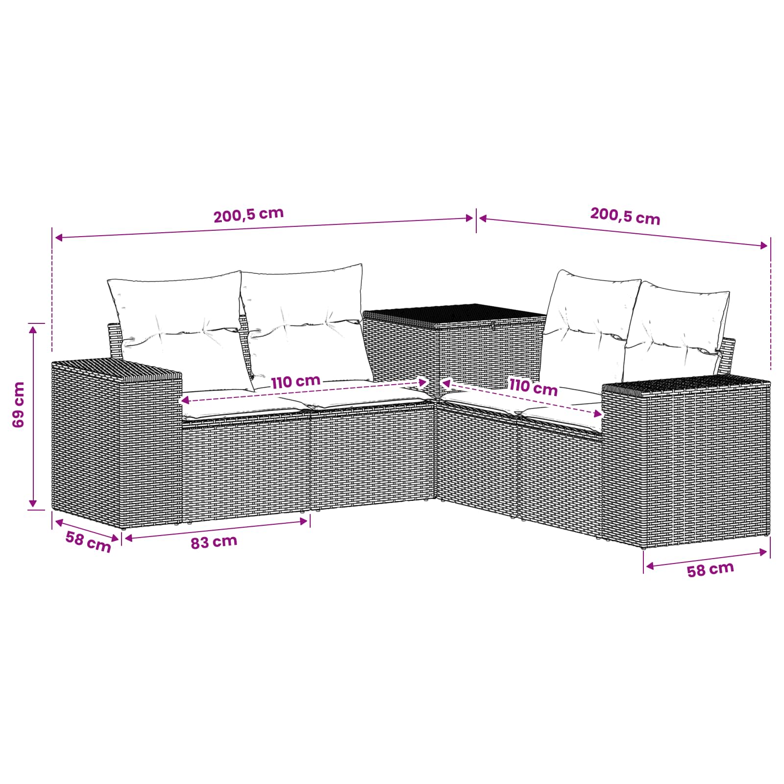 Set di divani 5 pz Marrone e Bianco Crema | homemem39