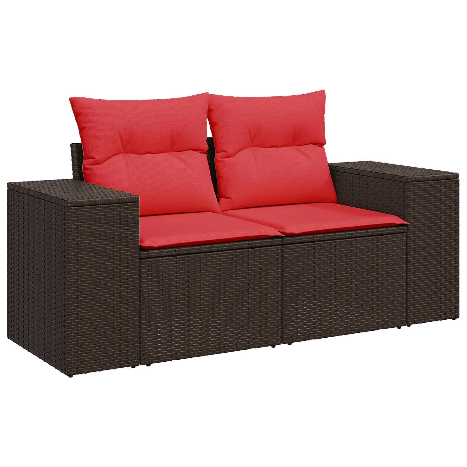 Set di divani 5 pz Marrone e Rosso Rattan sintetico e Acciaio | homemem39