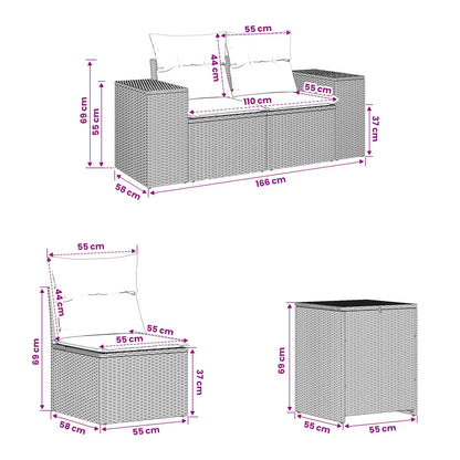 Set di divani 5 pz Marrone e Rosso Rattan sintetico e Acciaio | homemem39