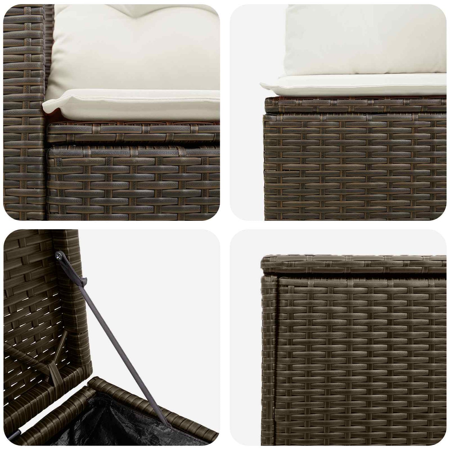 Set di divani 5 pz Marrone e Bianco Crema | homemem39