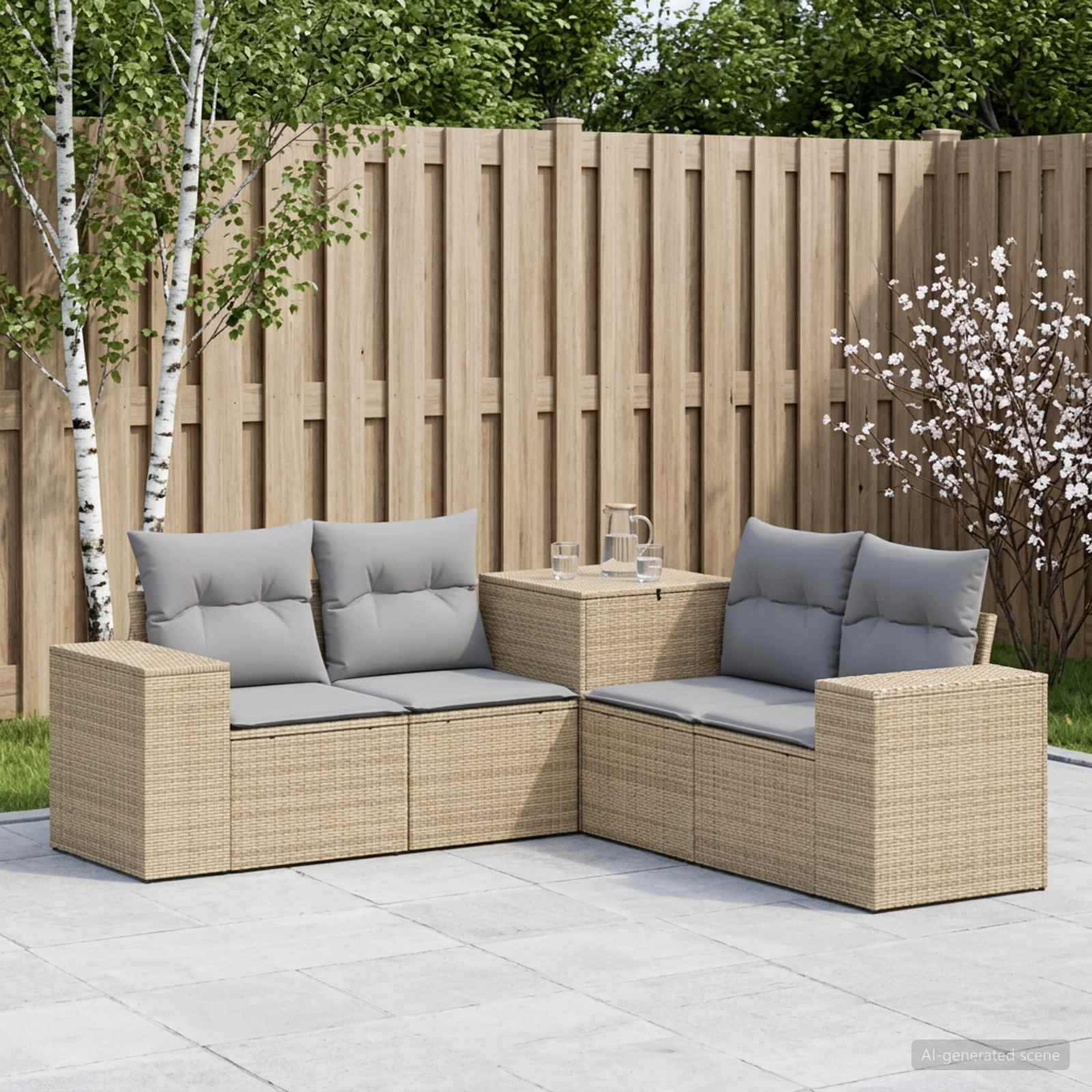 Set di divani 5 pz Beige e Grigio Chiaro | homemem39