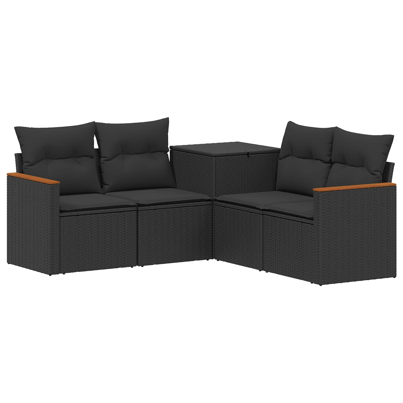 Set di divani 5 pz Nero Rattan sintetico e Acciaio | homemem39