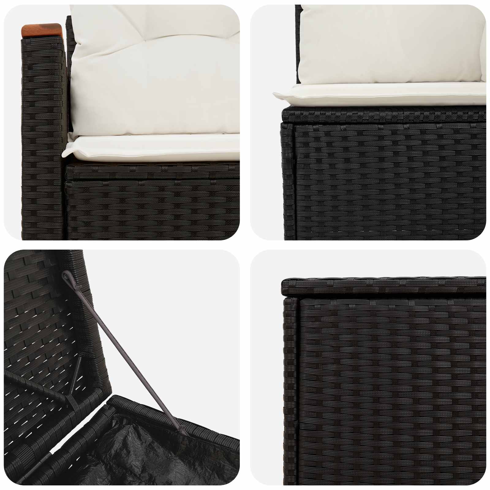 Set di divani 5 pz Nero e Bianco Crema | homemem39