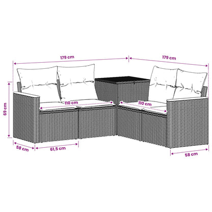 Set di divani 5 pz Nero e Blu Rattan sintetico e Acciaio | homemem39