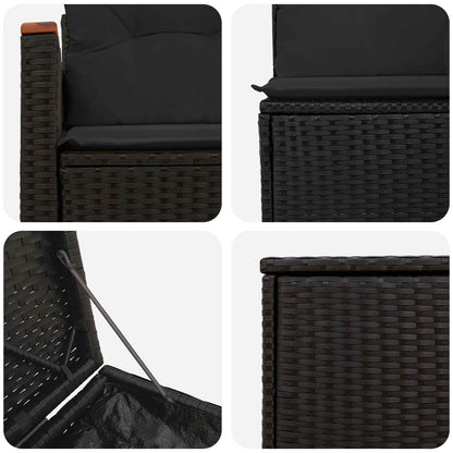 Set di divani 5 pz Nero Rattan sintetico e Acciaio | homemem39