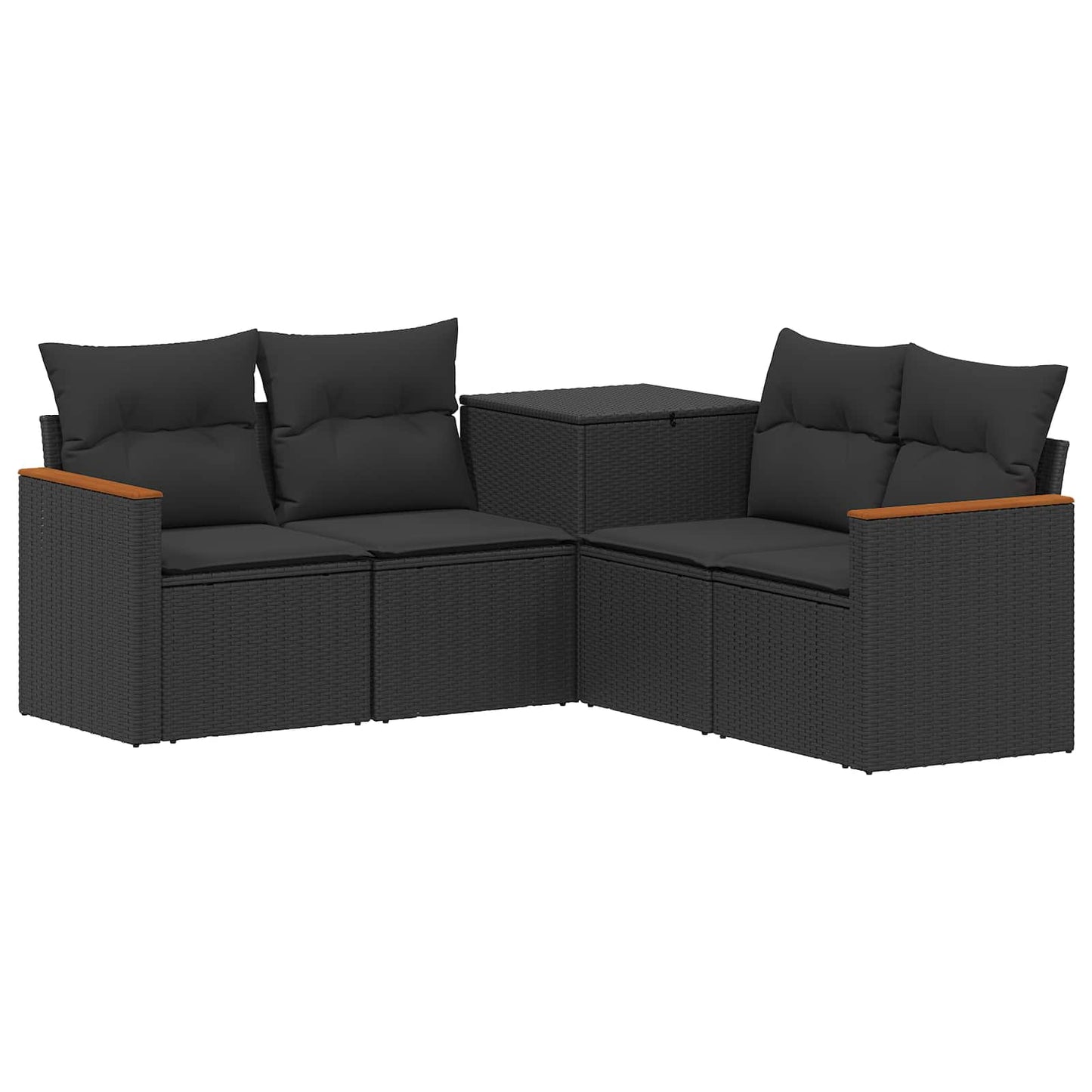 Set di divani 5 pz Nero Rattan sintetico e Acciaio | homemem39