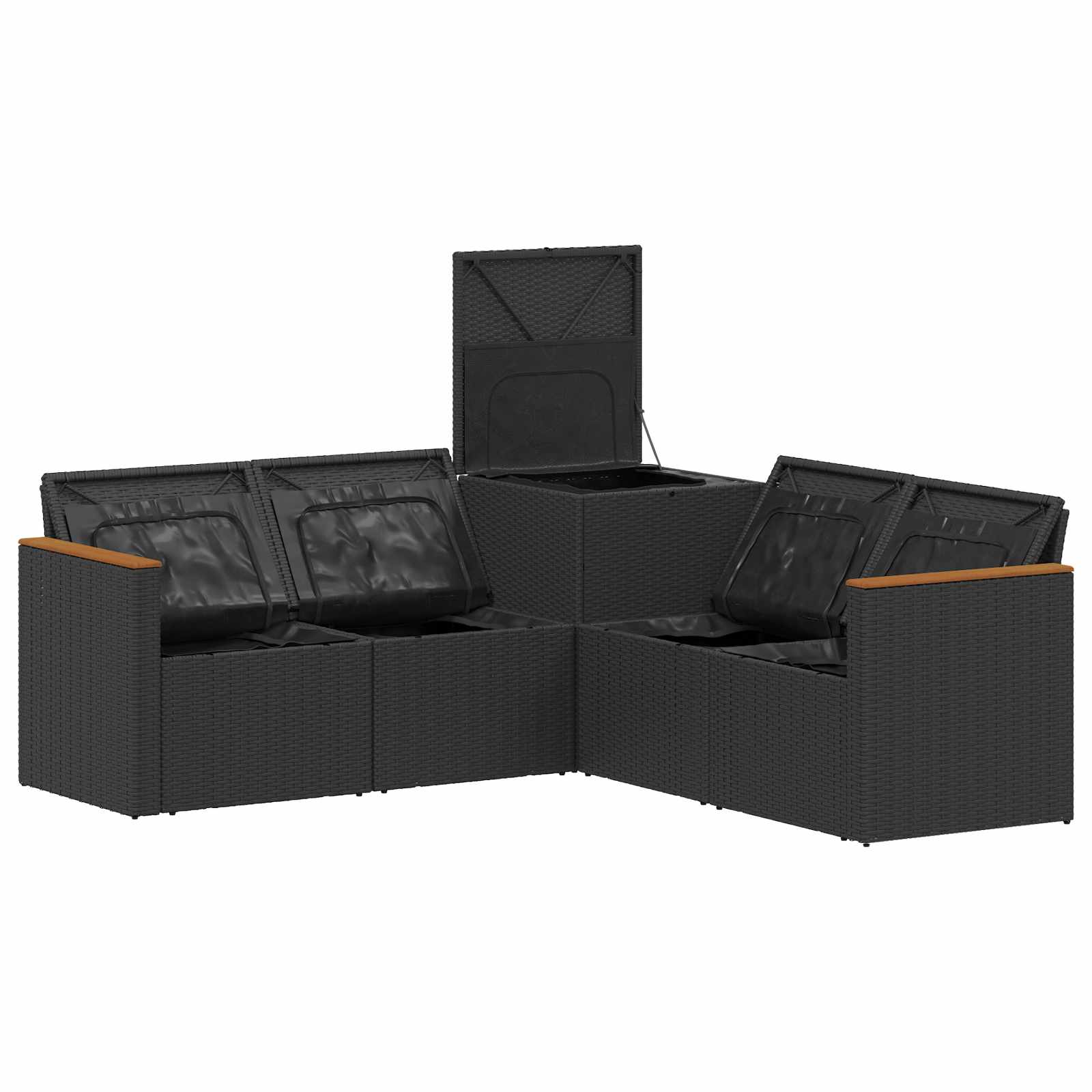 Set di divani 5 pz Nero Rattan sintetico e Acciaio | homemem39
