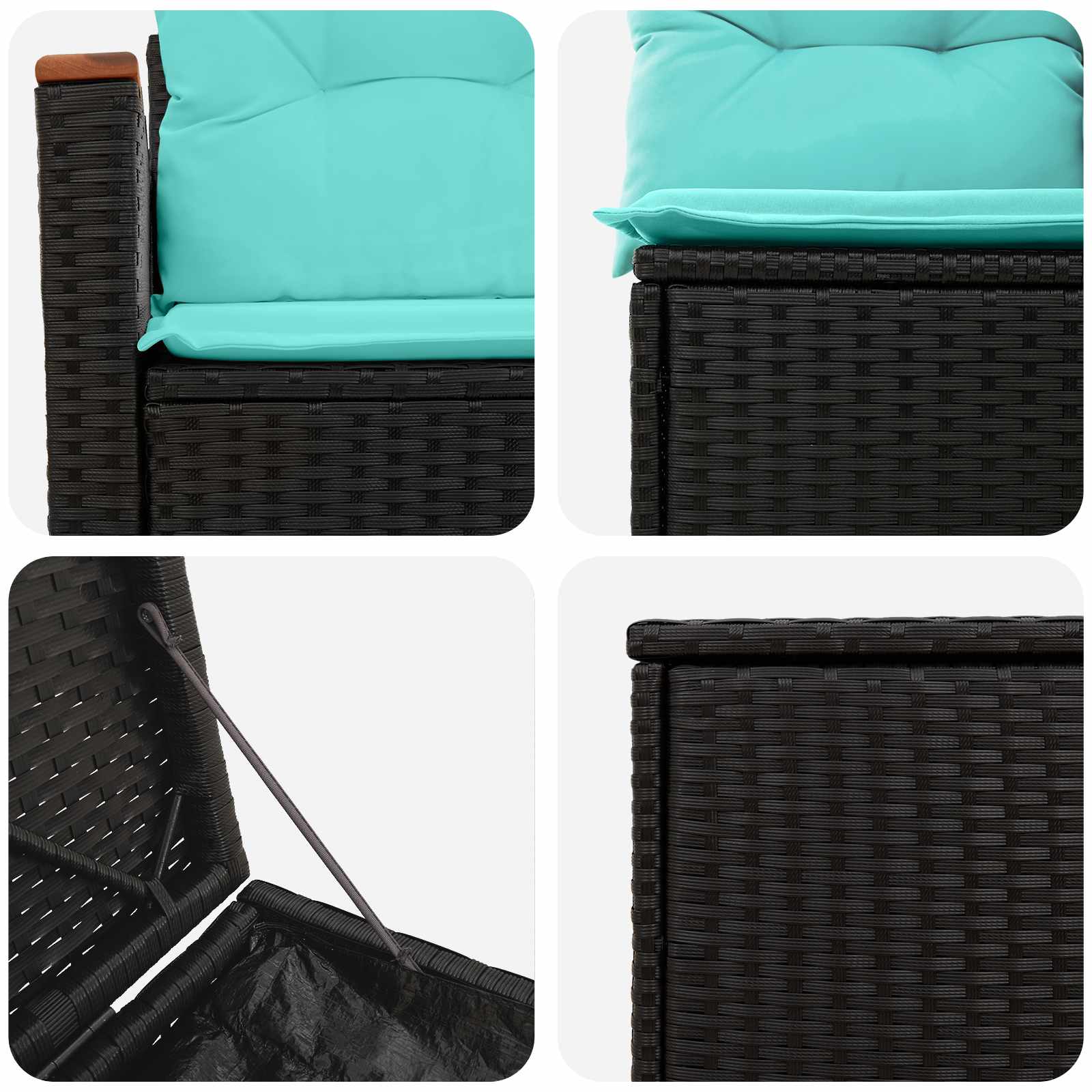 Set di divani 5 pz Nero e Blu Rattan sintetico e Acciaio | homemem39
