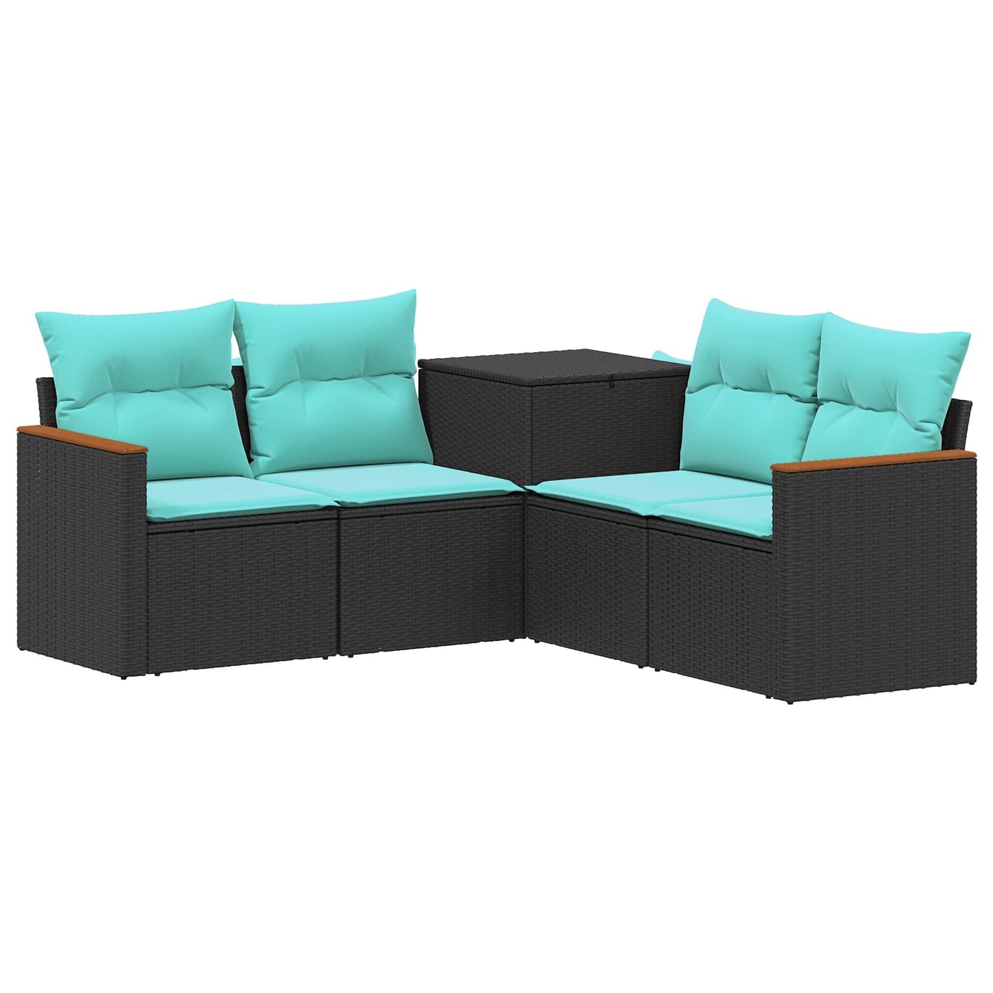 Set di divani 5 pz Nero e Blu Rattan sintetico e Acciaio | homemem39