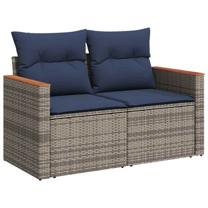Set di divani 5 pz Grigio e Blu Navy Rattan sintetico e Acciaio | homemem39