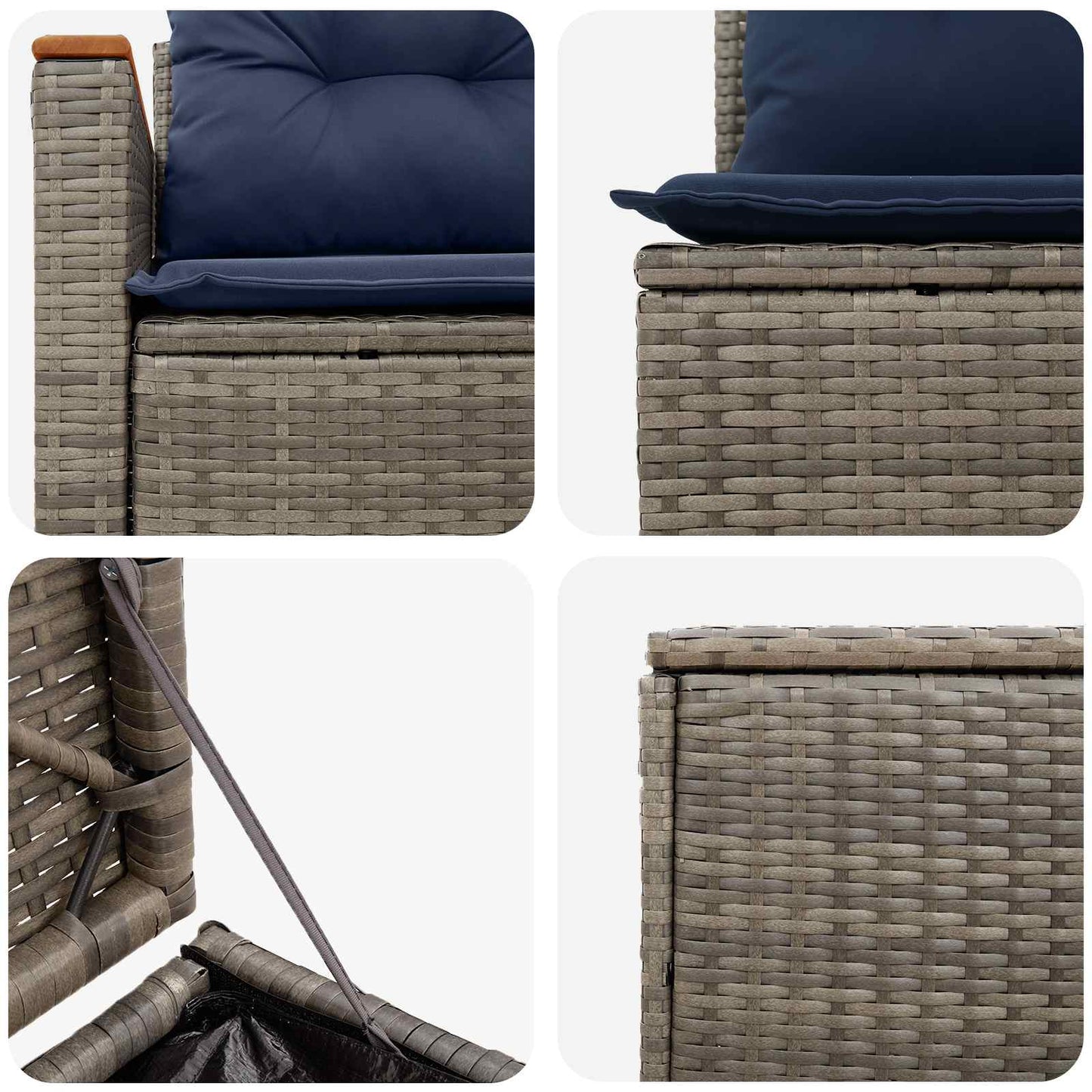 Set di divani 5 pz Grigio e Blu Navy Rattan sintetico e Acciaio | homemem39