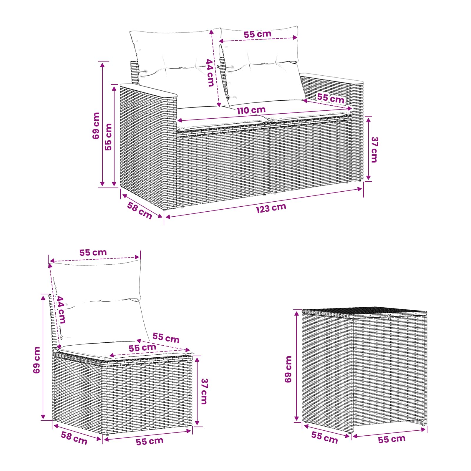 Set di divani 5 pz Beige e Bianco Crema | homemem39