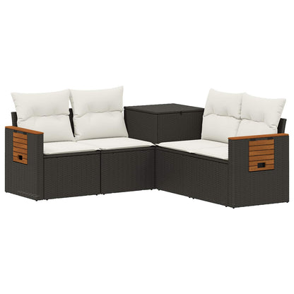 Set di divani 5 pz Nero e Bianco Crema