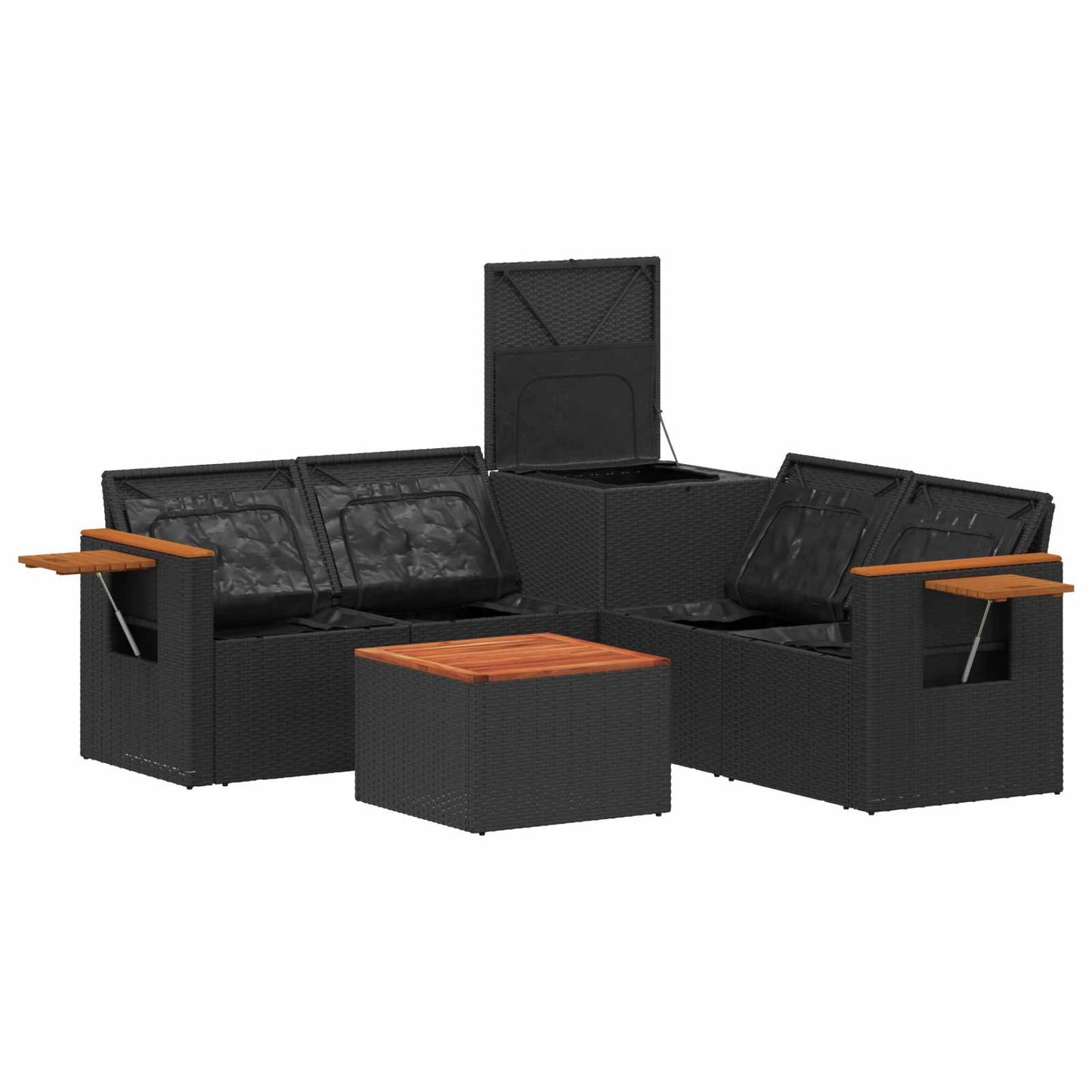 Set di divani 5 pz Nero e Bianco Crema | homemem39