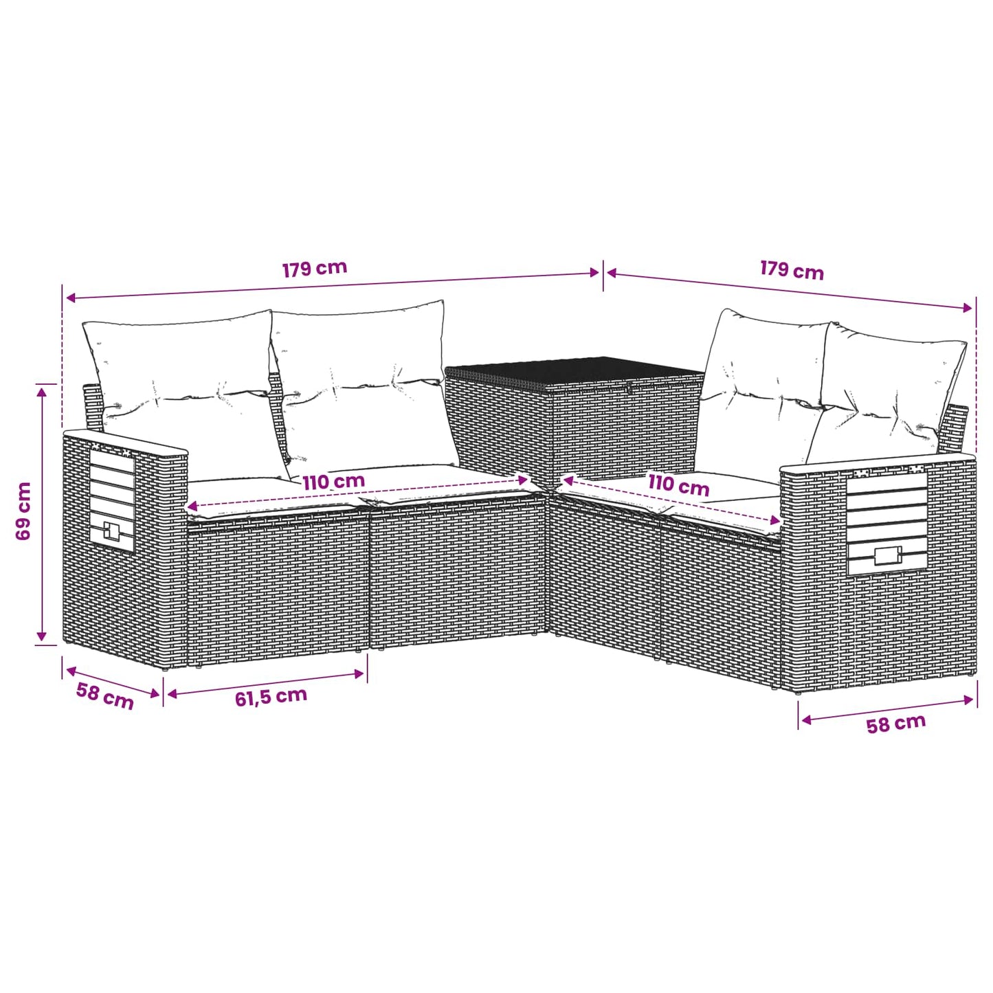 Set di divani 5 pz Grigio e Grigio Scuro | homemem39