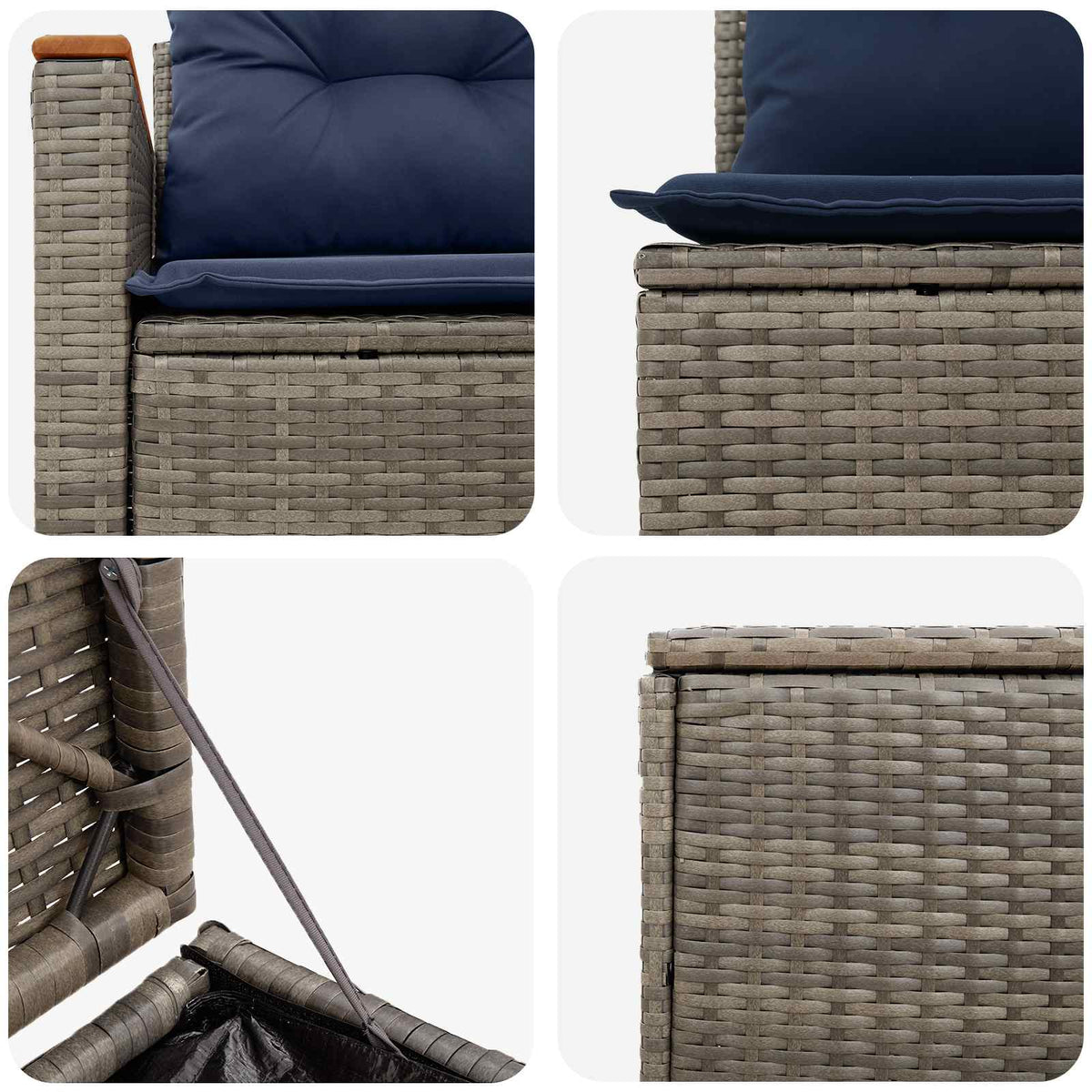 Set di divani 5 pz Grigio e Blu Navy 179 x 179 x 85 cm