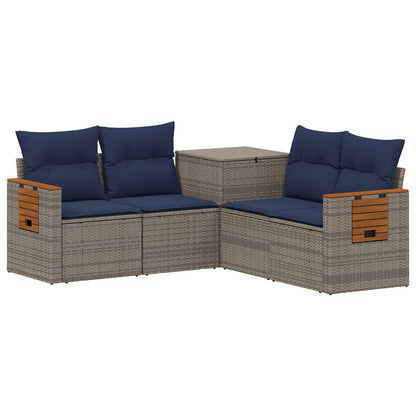Set di divani 5 pz Grigio e Blu Navy 179 x 179 x 85 cm