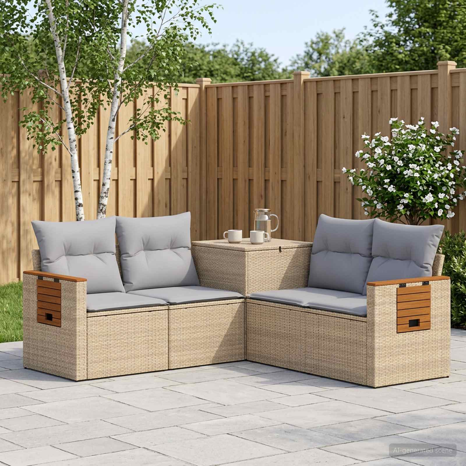 Set di divani 5 pz Beige e Grigio Chiaro | homemem39