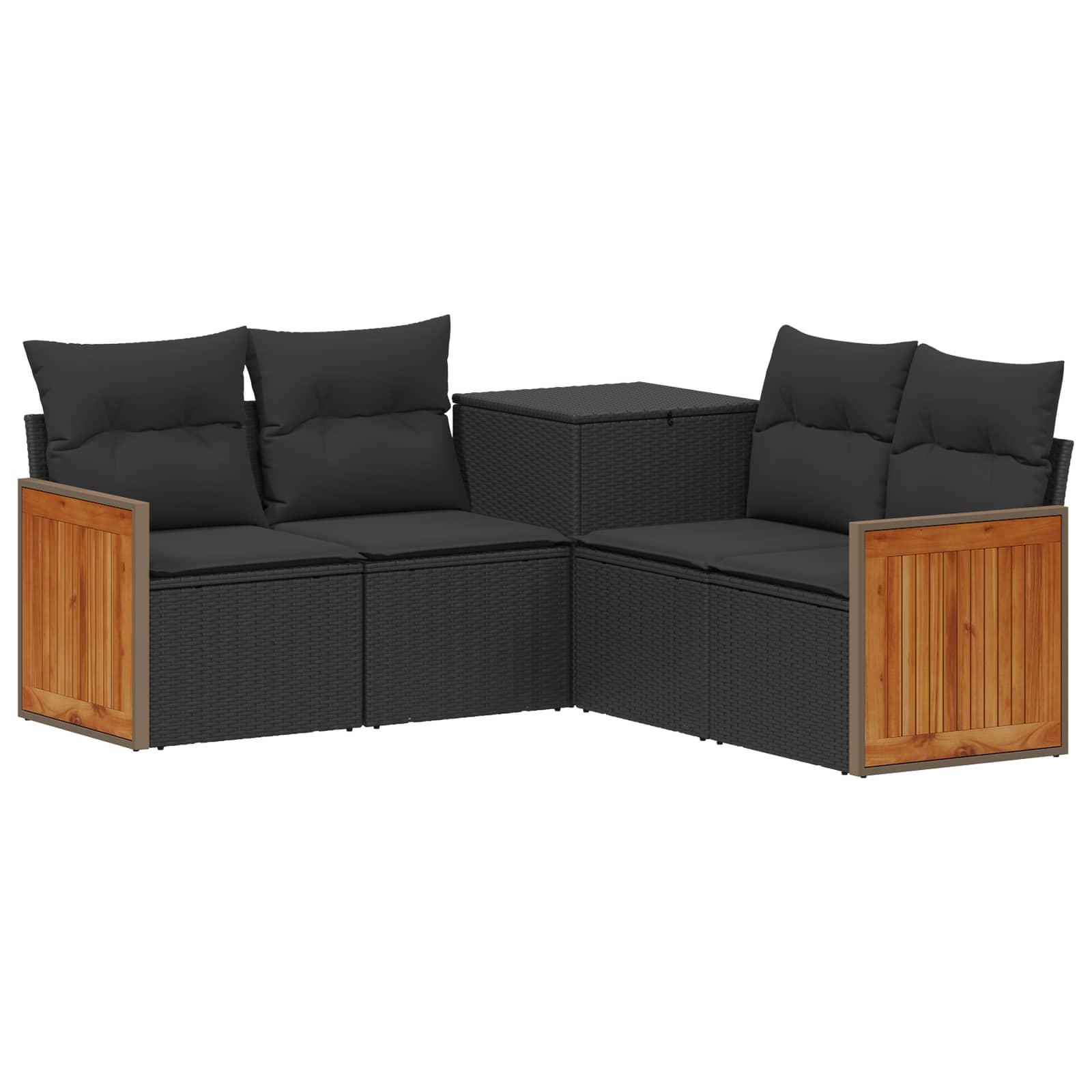 Set di divani 5 pz Nero Rattan sintetico e Acciaio | homemem39